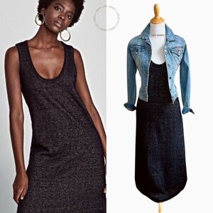 NEW ZARA Woman Midi Black Metallic Fuzzy Knit Cozy Sweater Dress Medium